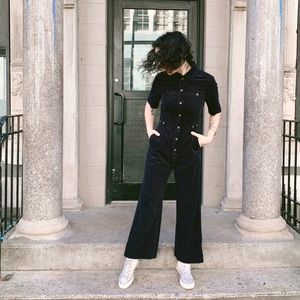 & Other Stories Deep Navy Corduroy Button Down Jumpsuit